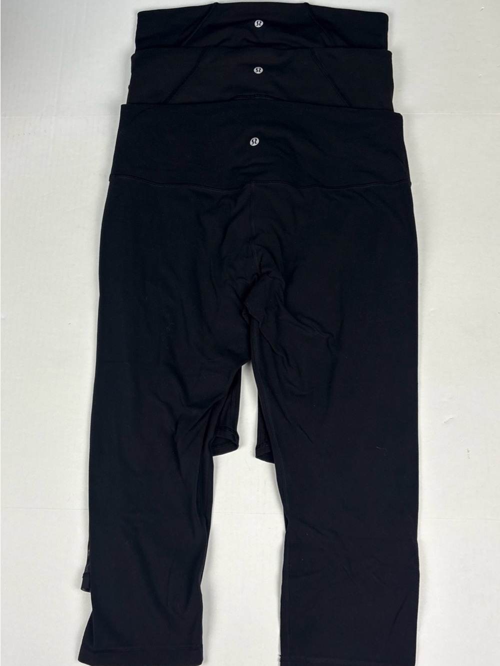 Lululemon Women XL Leggings Lot of 3 Solid Black Stretch Sheer Panel Cropped